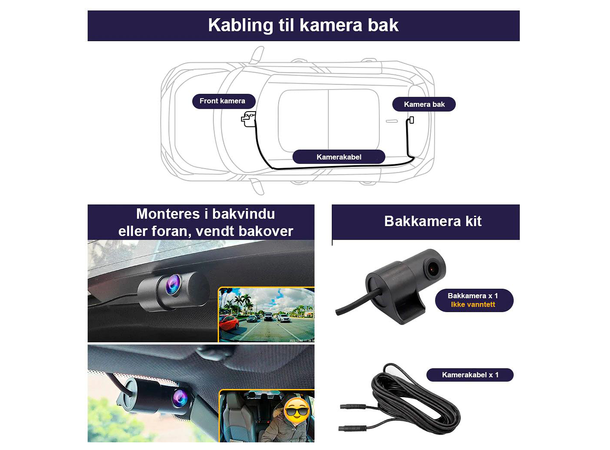 FITCAMX Integrert 4K Dashcam (foran+bak) VW/Skoda (2015 ->) "Model A" Grå